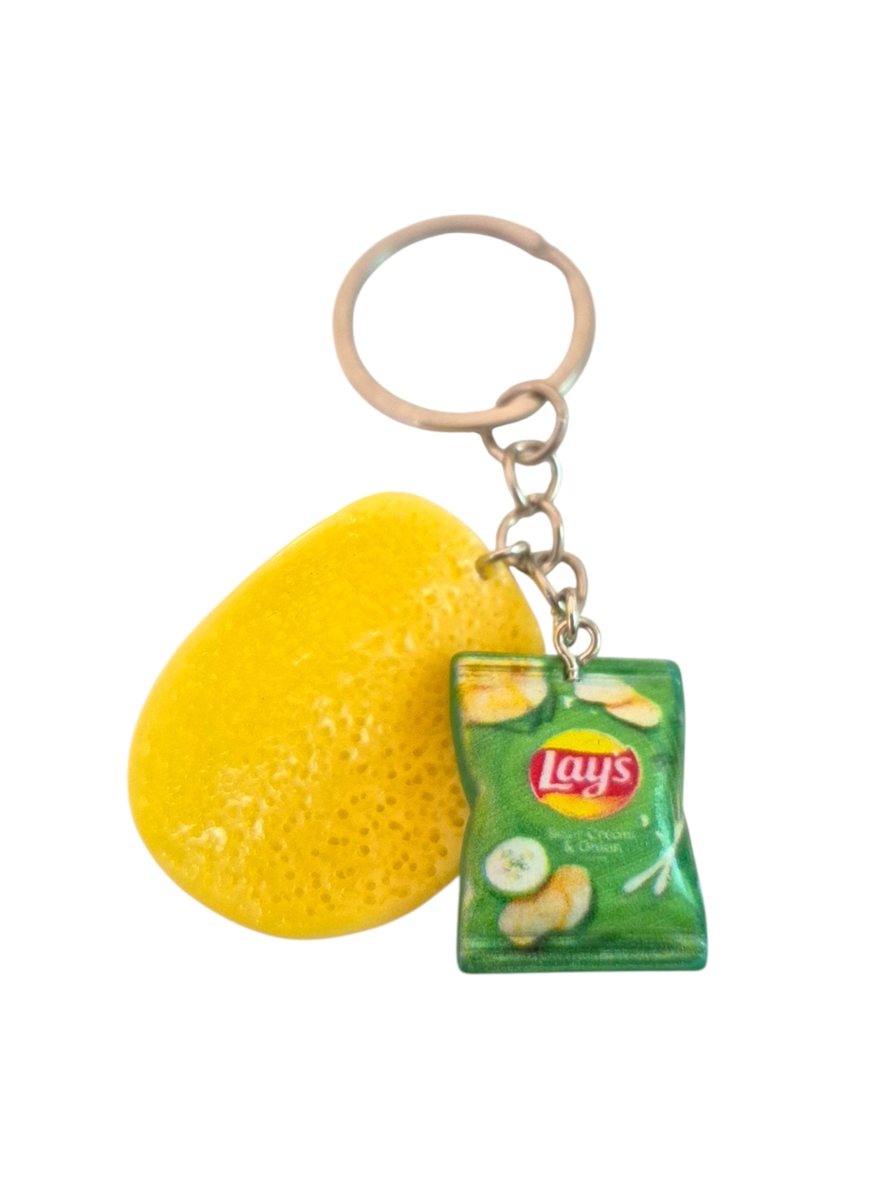Lay's Green Potato Snack Bag Keychain ☆ With Crunchy Chip Charm